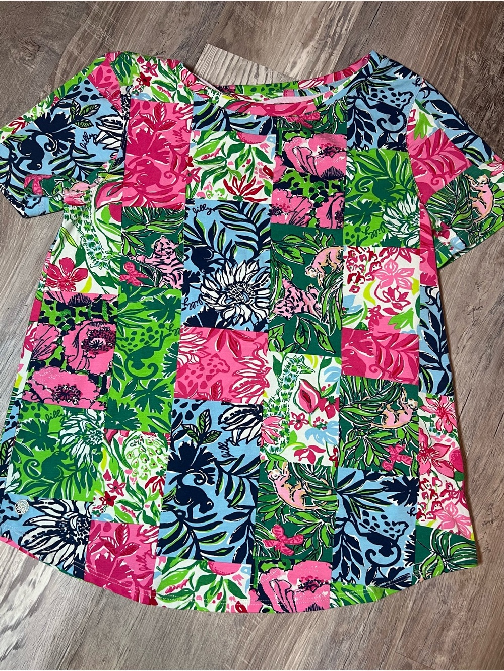 Lilly Pulitzer Multicolor Floral Patchwork Top - Pink, Green & Blue